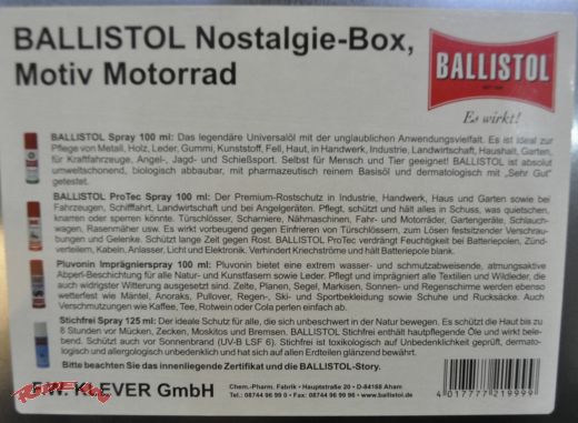 Ballistol limitiertes Nostalgie Set Technik Motiv Motorrad